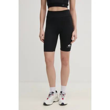 Zdjęcie Alpha Industries szorty damskie kolor czarny gładkie high waist 116052.03-CZARNY