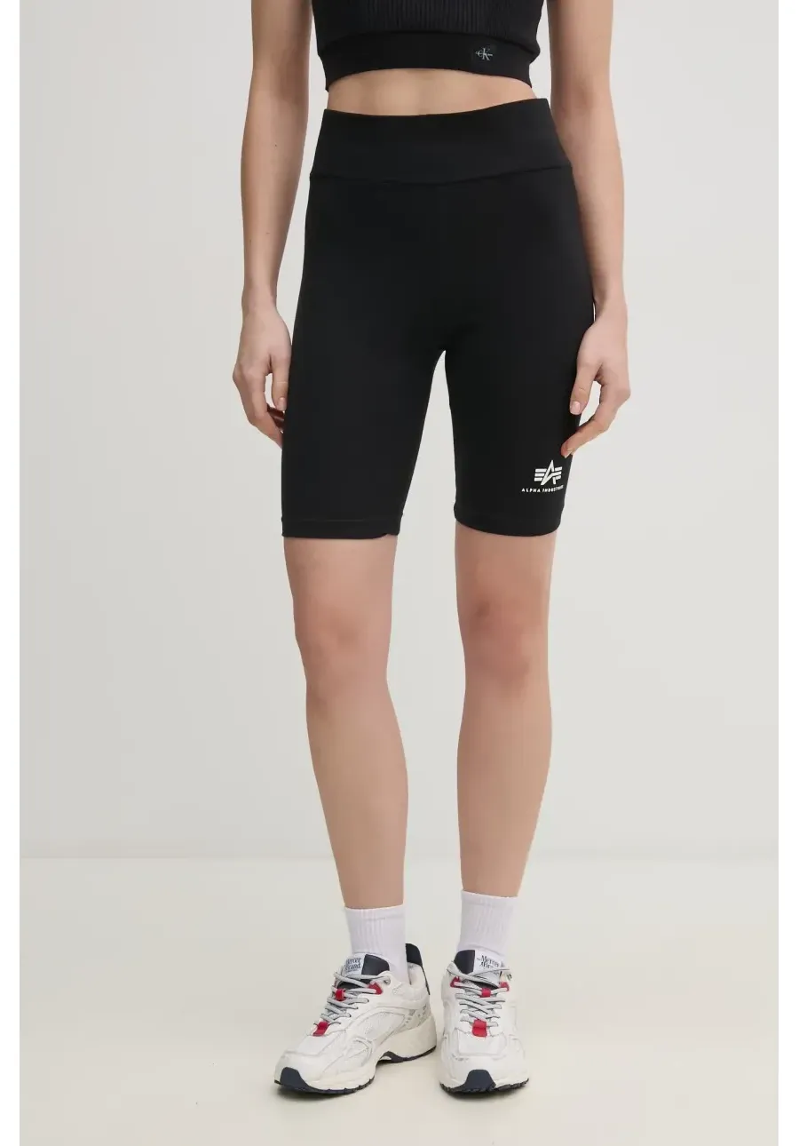 obrazek 1 Alpha Industries szorty damskie kolor czarny gładkie high waist 116052.03-CZARNY
