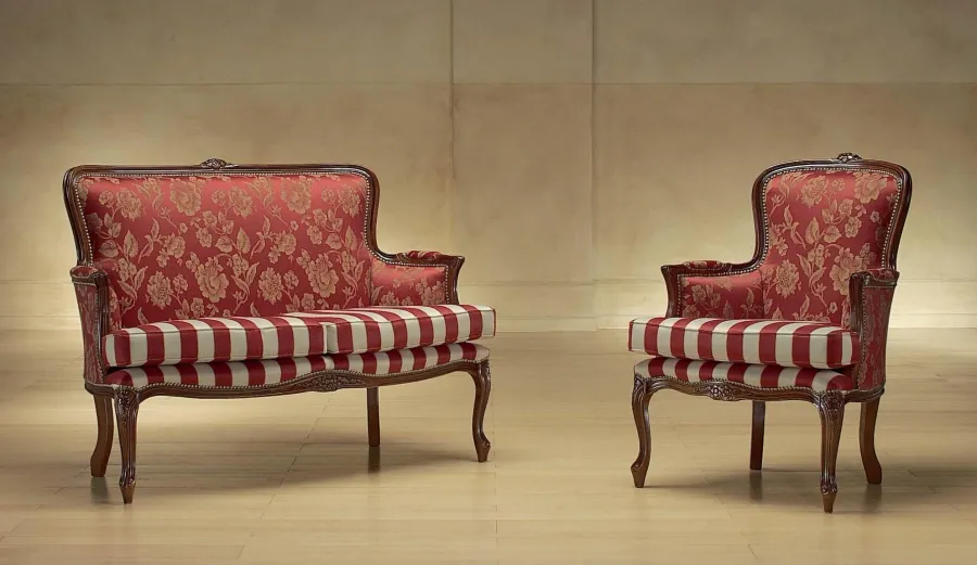 obrazek 1 Elegancka bordowa sofa i fotel w stylu francuskim do salonu – Morello Gianpaolo
