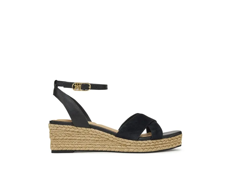obrazek 1 Tommy Hilfiger Espadryle Leather & Suede Mid Wedge Espad FW0FW08804 Czarny