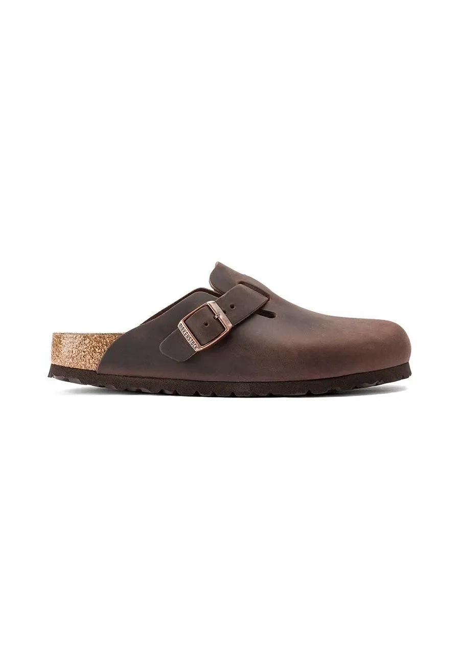obrazek 1 Birkenstock klapki skórzane Boston męskie kolor brązowy 860131