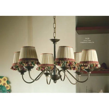 Zdjęcie Żyrandol z sześcioma światłami ze stożkową plisą Imperini - Il Paralume Marina