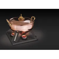 Picture Vesuvius food warmer, modular system, brass and lava stone - Cu Artigiana