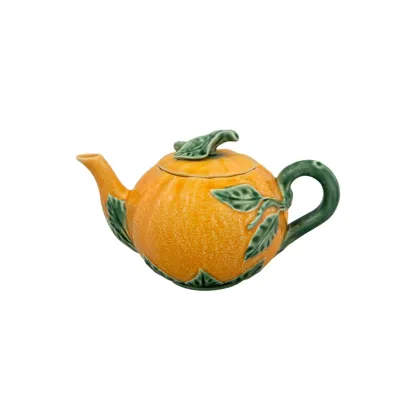Zdjęcie Pomarańczowy czajnik ceramiczny w stylu wiejskim - Bordallo Pinheiro