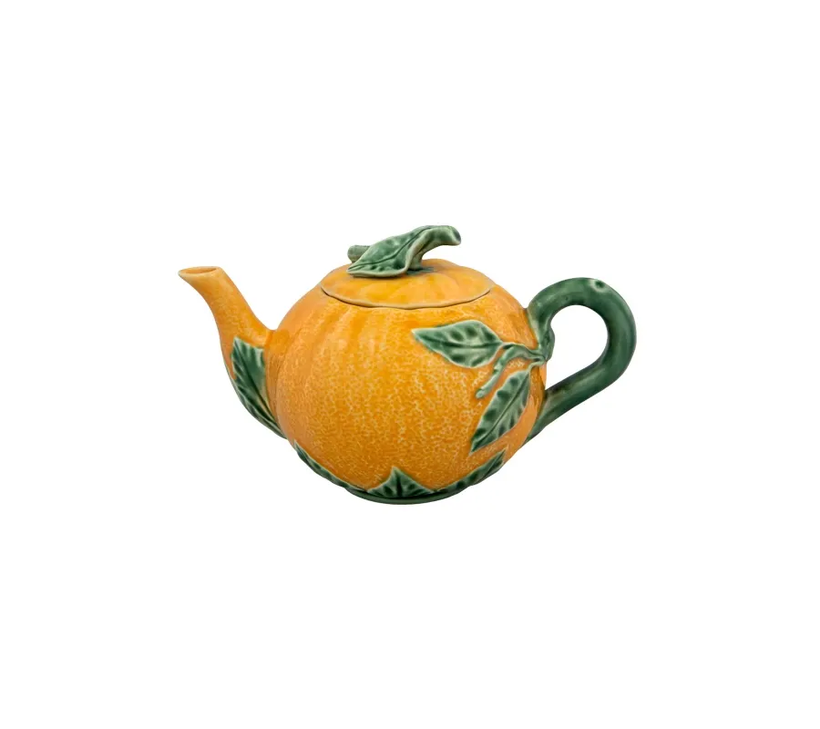 obrazek 1 Pomarańczowy czajnik ceramiczny w stylu wiejskim - Bordallo Pinheiro