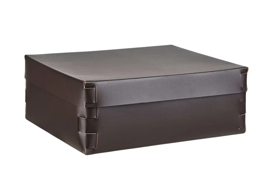 obrazek 1 Wyjątkowe skórzane pudełko Snob 36x30xH13,5 cm w kolorze czekoladowym