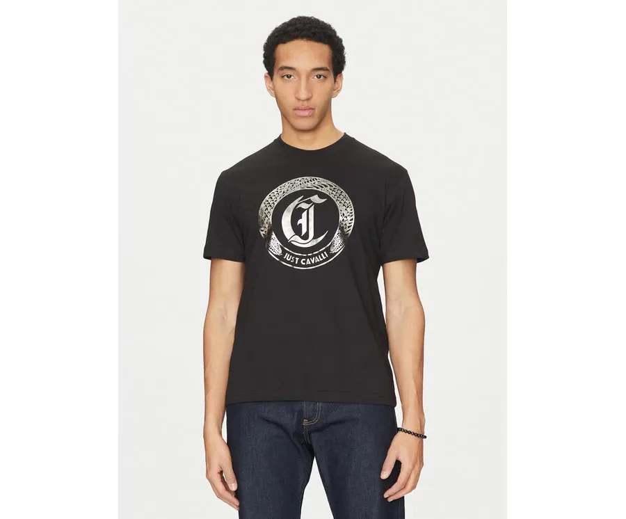 obrazek 1 Just Cavalli T-Shirt 78OAHT14 Czarny Regular Fit