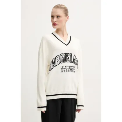 Zdjęcie MM6 Maison Margiela sweter z domieszką wełny damski kolor beżowy S52HN0009.M13085