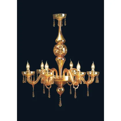 Zdjęcie Gustowny włoski żyrandol na 8 żarówek dekoracyjne szkło Murano