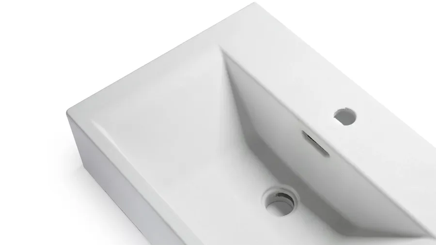 obrazek 3 Ekskluzywna umywalka 60 cm PYXIS BASIC z przelewem, z otworem na baterię – naturalny, bez dekoru, lakier matowy