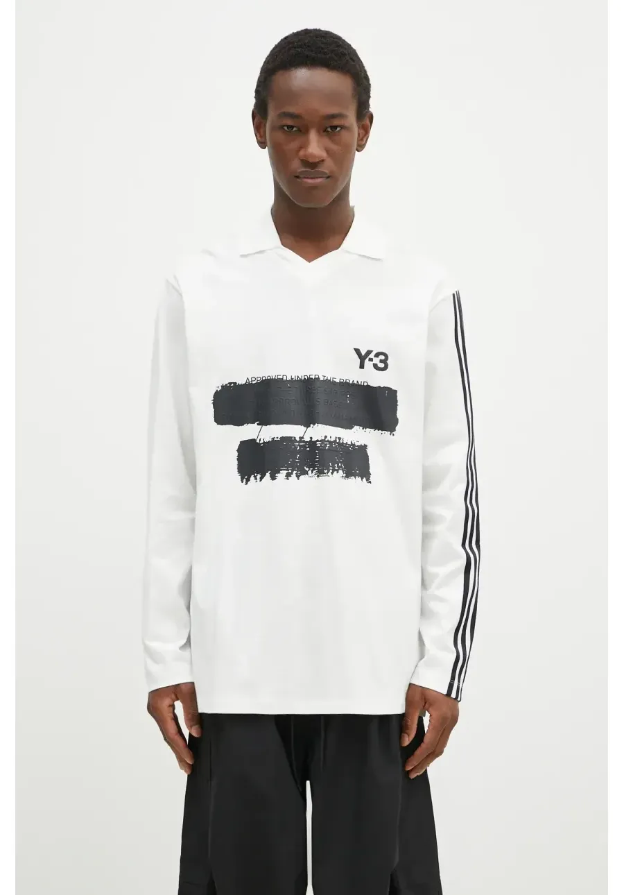obrazek 1 Y-3 longsleeve Graphic Longsleeve Tee męski kolor biały z nadrukiem JM3233