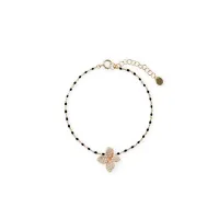 Picture Elegant bracelet Silver plated with rose gold, White zircons, Black enamel