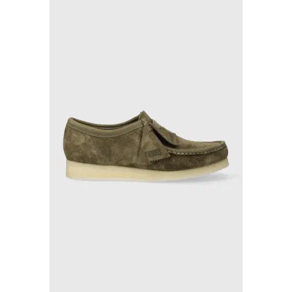 Zdjęcie Clarks Originals półbuty zamszowe Wallabee męskie kolor zielony 26175710