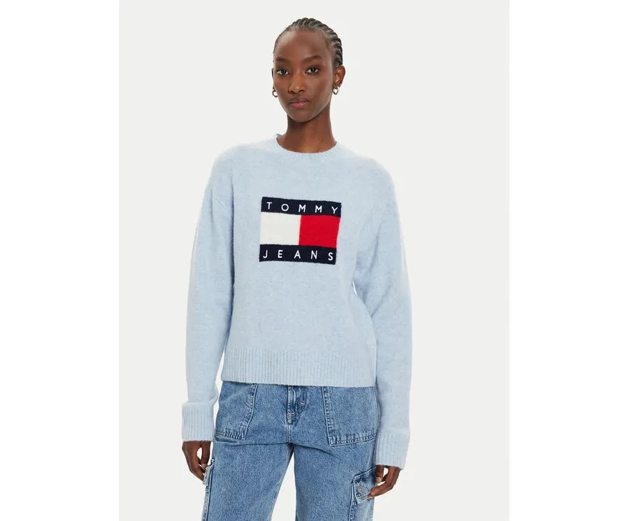obrazek 1 Tommy Jeans Sweter Flag DW0DW18681 Błękitny Relaxed Fit