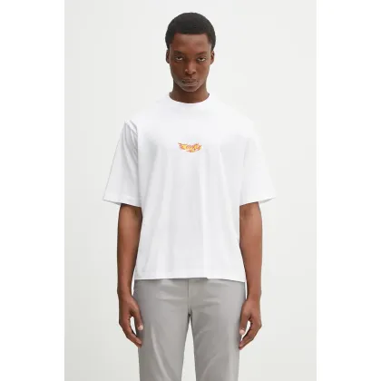 Zdjęcie Marcelo Burlon t-shirt bawełniany County Flame Boxy T-Shirt White Red męski kolor biały wzorzysty CMAA05AS25JER0070125