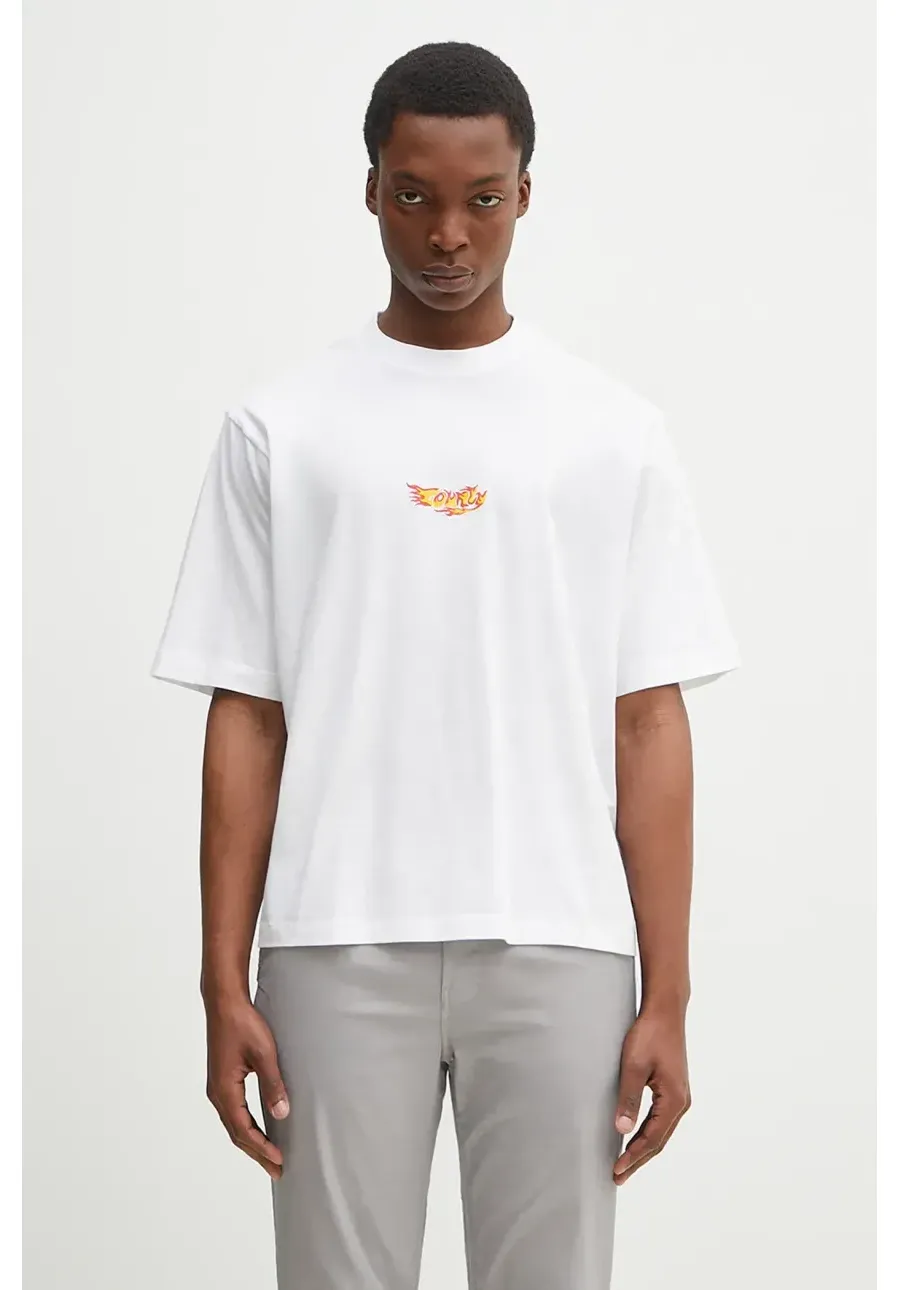 obrazek 1 Marcelo Burlon t-shirt bawełniany County Flame Boxy T-Shirt White Red męski kolor biały wzorzysty CMAA05AS25JER0070125