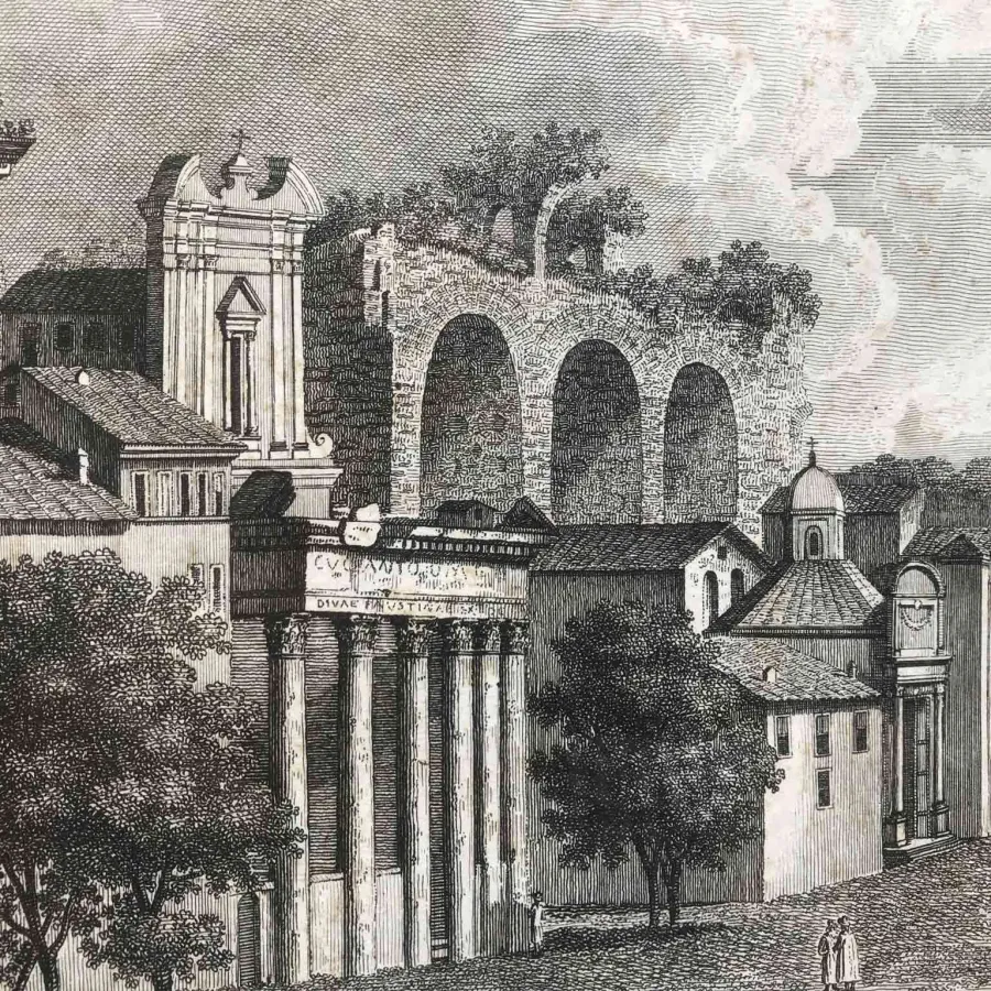 obrazek 4 Widok forów cesarskich. Piękna akwaforta wykonana w 1796 roku przez Francesco Morelli