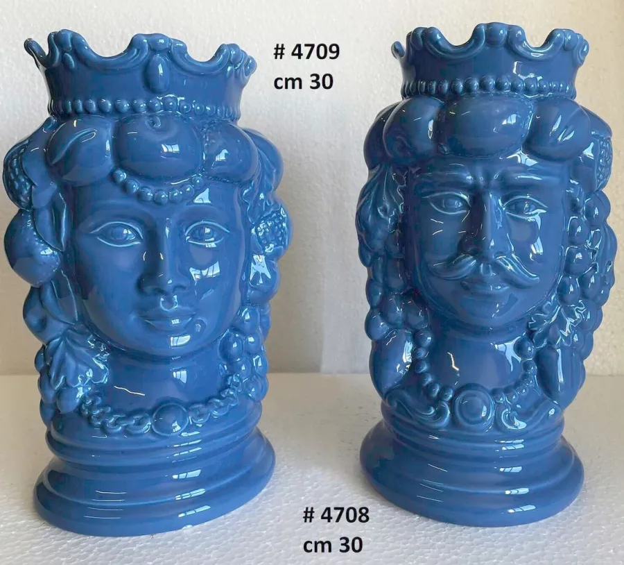 obrazek 2 Ceramiczne wazony, donice Teste di Moro w kształcie głowy kobiety i mężczyzny