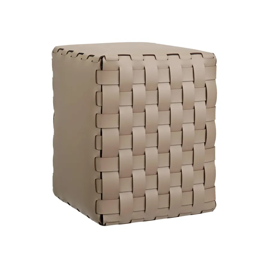 obrazek 1 Stylowa tapicerowana pufa Bottega 35x35xH40 cm w kolorze cappuccino