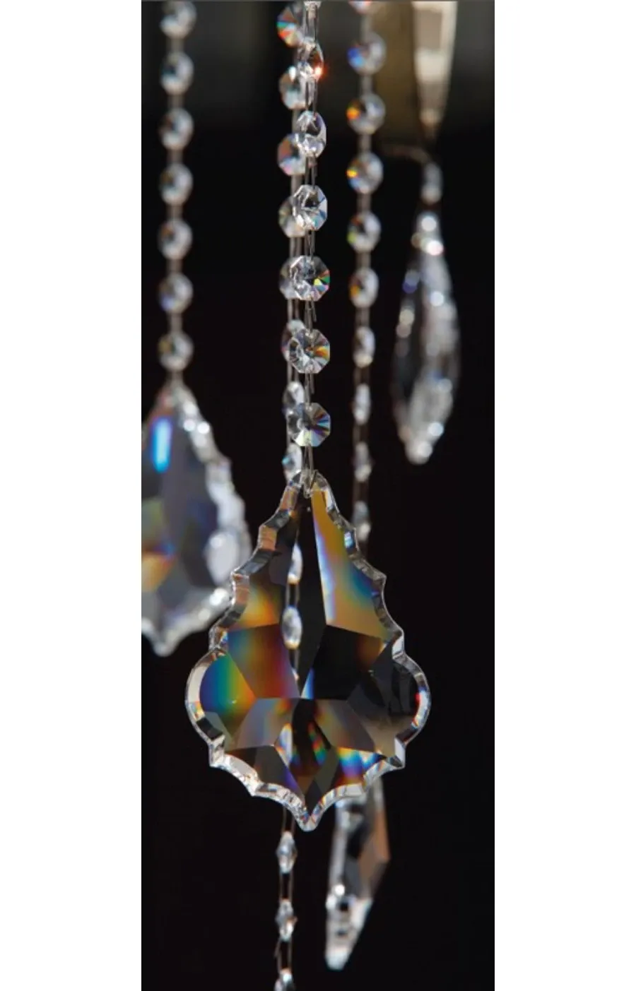 obrazek 2 Chromowana lampa podłogowa z kryształowymi wisiorkami Swarovski, kryształkami i białymi abażurami – Il Paralume Marina