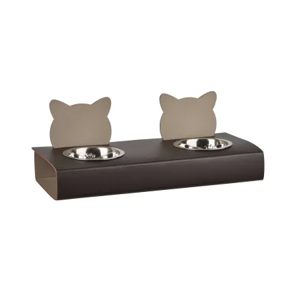 Zdjęcie Zestaw dwóch misek dla kota 40x16xH6 cm w kolorze czekoladowym