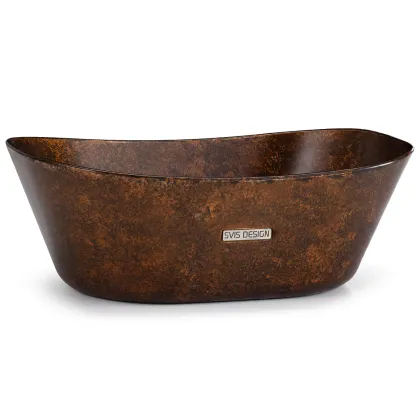 Zdjęcie Designerska umywalka 50 cm LIBRA BASIC – SMOKED METAL, miedziany i czarny, lakier półmatowy