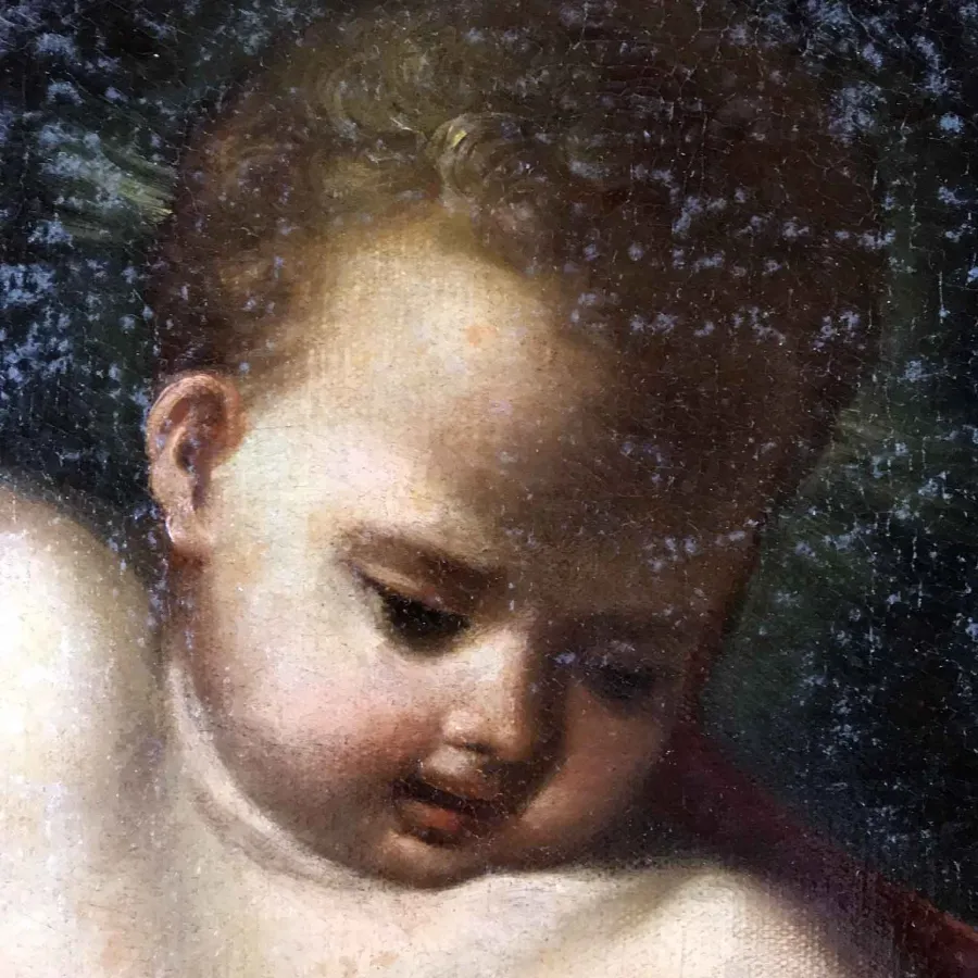 obrazek 3 Obraz olejny Salvator Mundi na płótnie z 1700 roku - Dzieciątko Jezus
