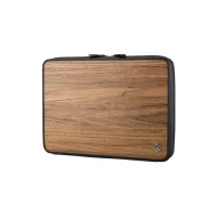 Picture Exclusive 15'' laptop bag made of black cowhide leather and Amazaque wood