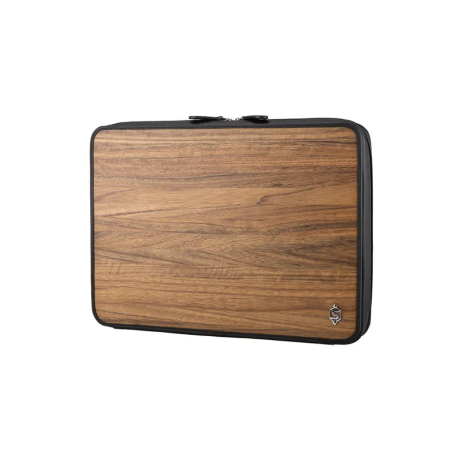 obrazek 1 Ekskluzywna torba na laptopa 15’’ z czarnej skóry bydlęcej i drewna Amazaque