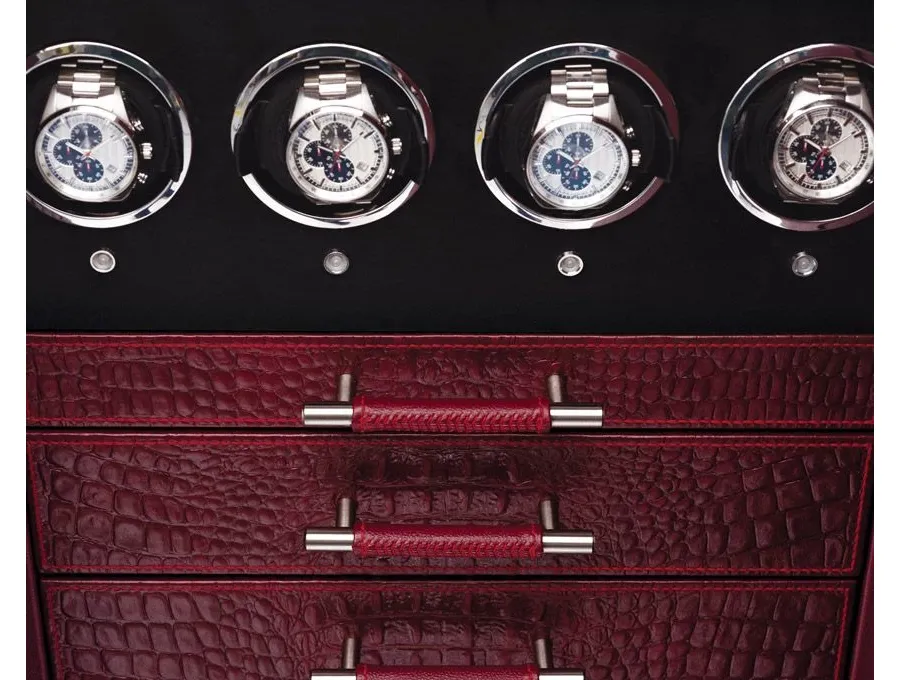 obrazek 11 Oryginalny sejf Churchill Red Croco z 12 rotomatami na zegarki