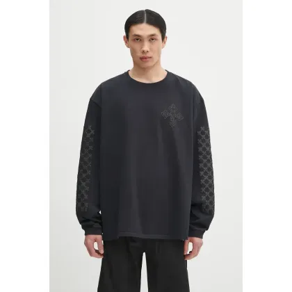Zdjęcie RHUDE longsleeve bawełniany Cross Logo kolor czarny z aplikacją RHPS25TT12012