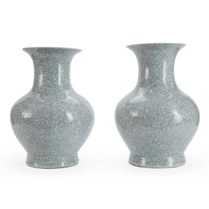 Zdjęcie Para chińskich wazonów z szarej porcelany z XX wieku