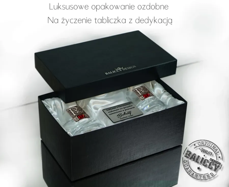 obrazek 4 Szklanka do whisky dla konesera z kryształem rubinowym i inicjałami
