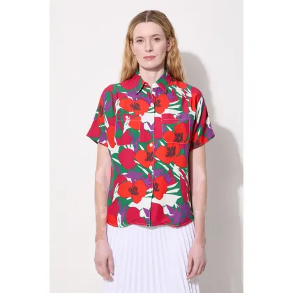 Zdjęcie A.P.C. koszula z domieszką lnu regular z kołnierzykiem klasycznym VIAJQ.F12504-RED