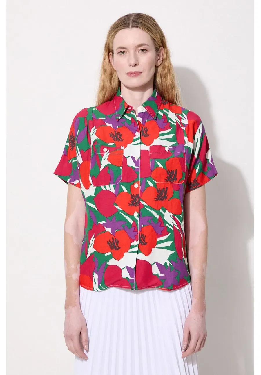 obrazek 1 A.P.C. koszula z domieszką lnu regular z kołnierzykiem klasycznym VIAJQ.F12504-RED
