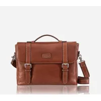 Picture Leather men's laptop briefcase with double buckle