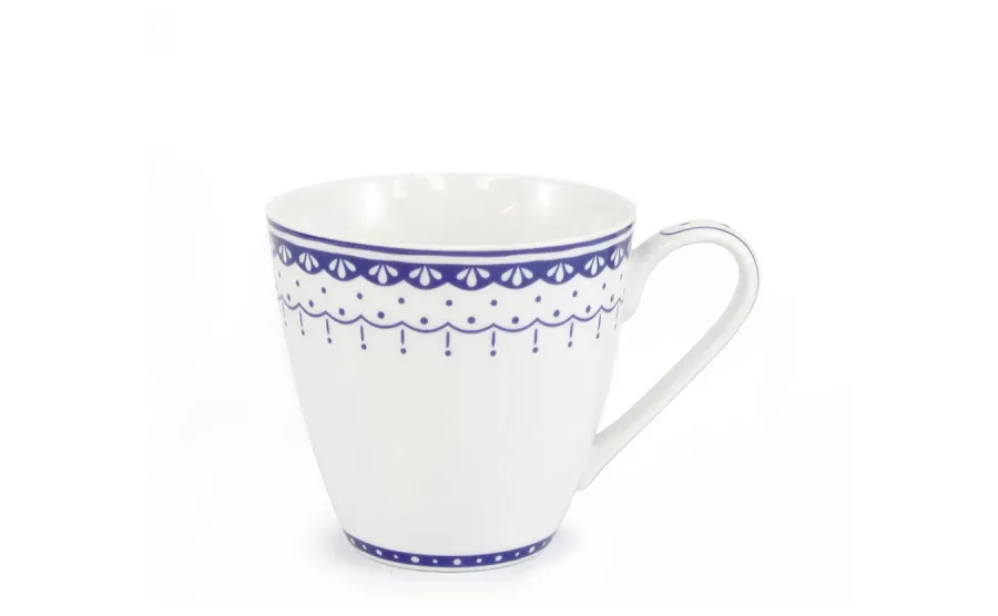 obrazek 1 Piękny kubek z porcelany z oryginalnym niebieskim zdobieniem z kolekcji HyggeLine – wariant 2 – Leander