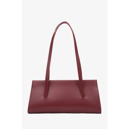 Zdjęcie Estro: Bordowa torebka damska na ramię ze skóry naturalnej z długimi rączkami
