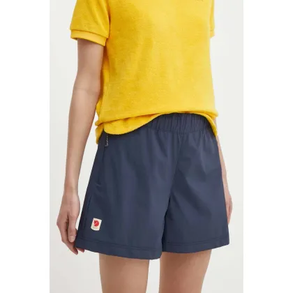 Zdjęcie Fjallraven szorty outdoorowe High Coast kolor granatowy gładkie high waist F87034