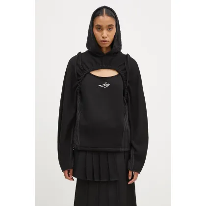 Zdjęcie Andersson Bell bluza Essential Cut Out Shirring Hoodie damska kolor czarny z kapturem gładka atb1193w