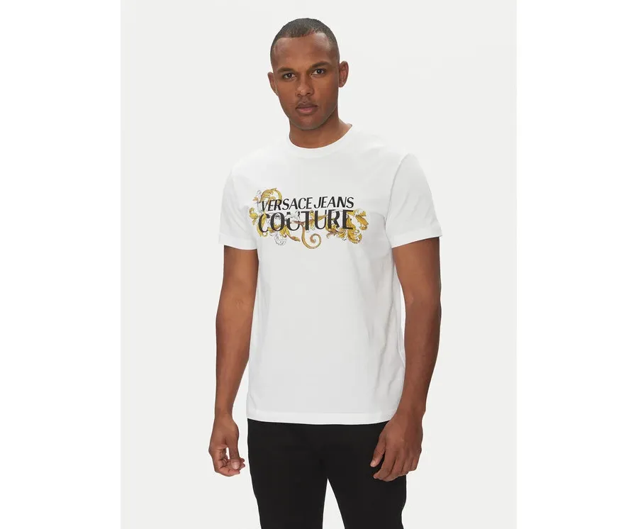 obrazek 1 Versace Jeans Couture T-Shirt 78GAHC05 Biały Regular Fit