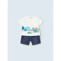Zdjęcie Mayoral Komplet t-shirt i szorty jeansowe 1268 Kolorowy Regular Fit