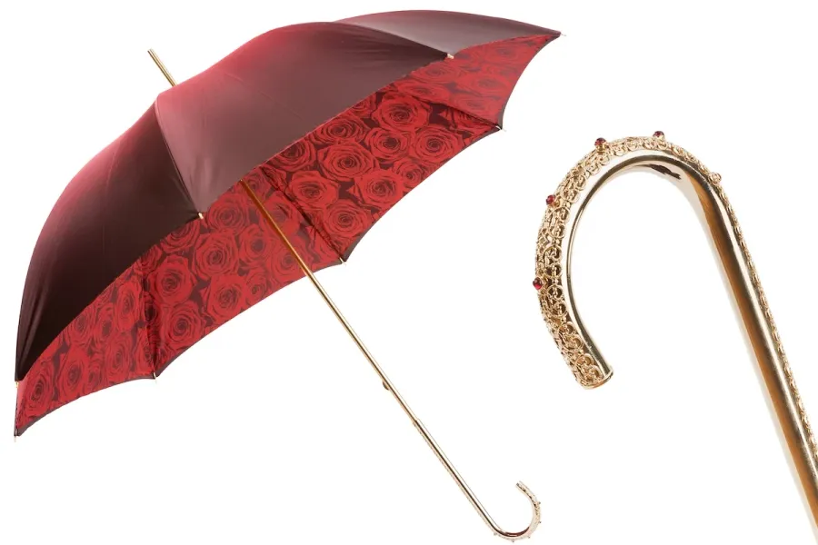 obrazek 1 Piękny czerwony parasol damski zdobiony czerwonymi różami - Pasotti