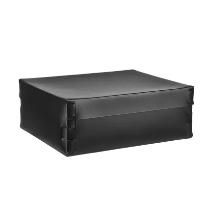 Zdjęcie Stylowe czarne skórzane pudełko Snob do przechowywania 36x30xH13,5 cm