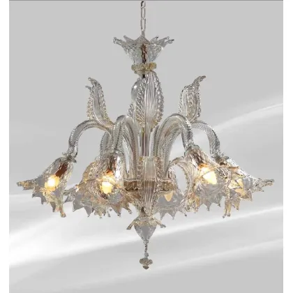 Zdjęcie Żyrandol z sześcioma światłami w kolorze przezroczystym i złotym - Il Paralume Marina