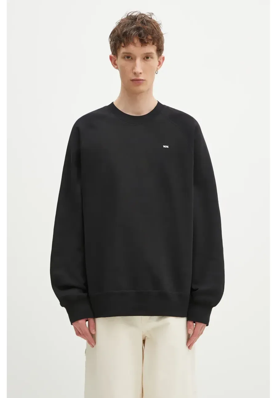 obrazek 1 Wood Wood bluza bawełniana Hester sweatshirt męska kolor czarny gładka 30250244