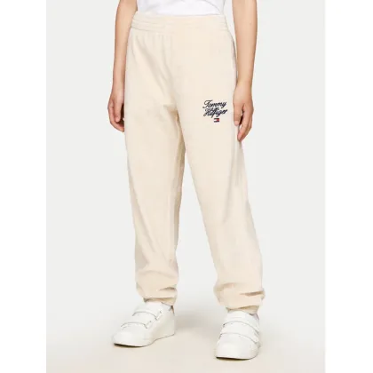 Zdjęcie Tommy Hilfiger Spodnie dresowe Script Velour KG0KG08221 Beżowy Regular Fit