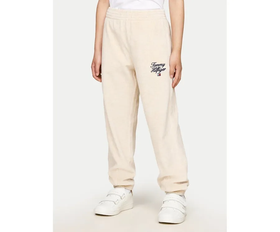 obrazek 1 Tommy Hilfiger Spodnie dresowe Script Velour KG0KG08221 Beżowy Regular Fit