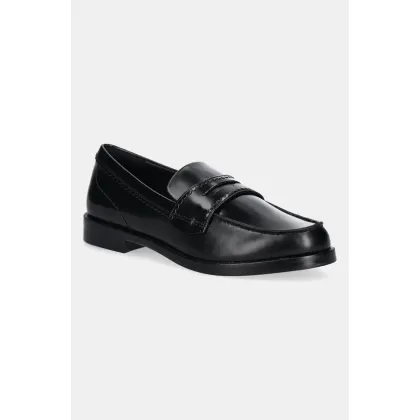 Zdjęcie Clarks Originals mokasyny skórzane Straven Edge damskie kolor czarny na płaskim obcasie 26181277