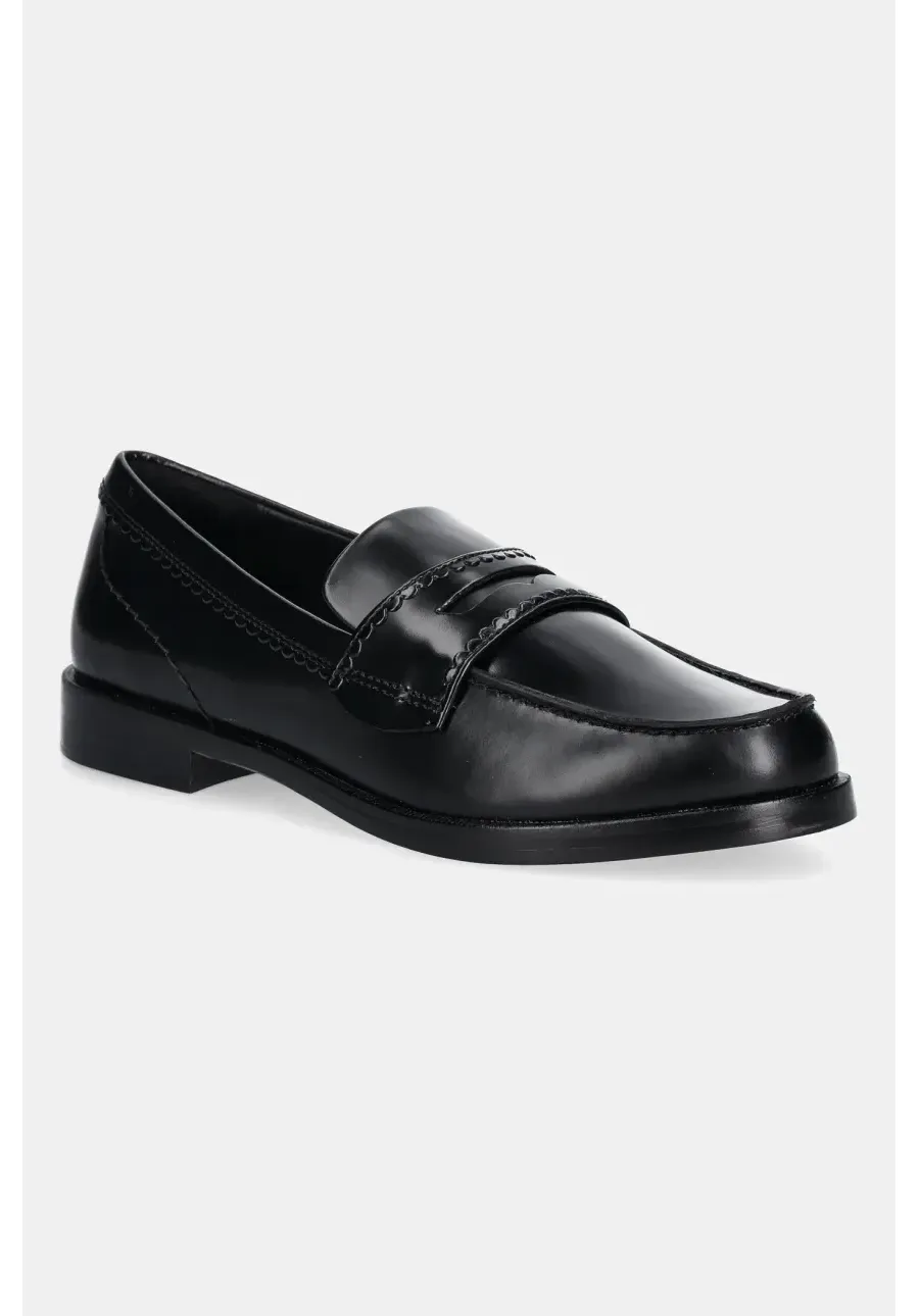 obrazek 1 Clarks Originals mokasyny skórzane Straven Edge damskie kolor czarny na płaskim obcasie 26181277